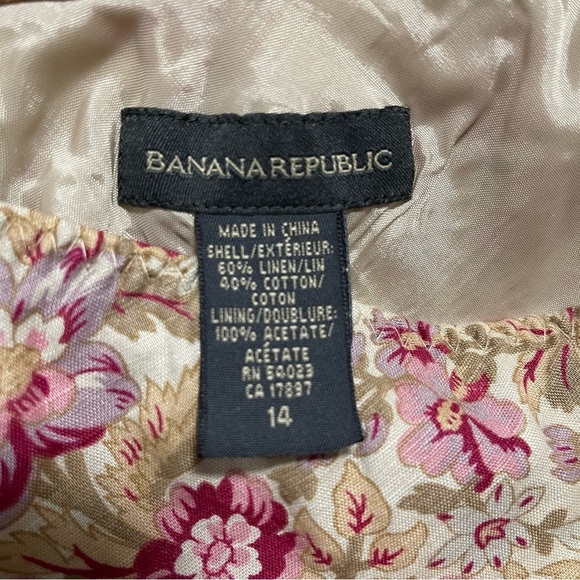 Banana Republic Linen Blend Midi Floral Pull On Skirt Size 14 - Picture 5 of 5
